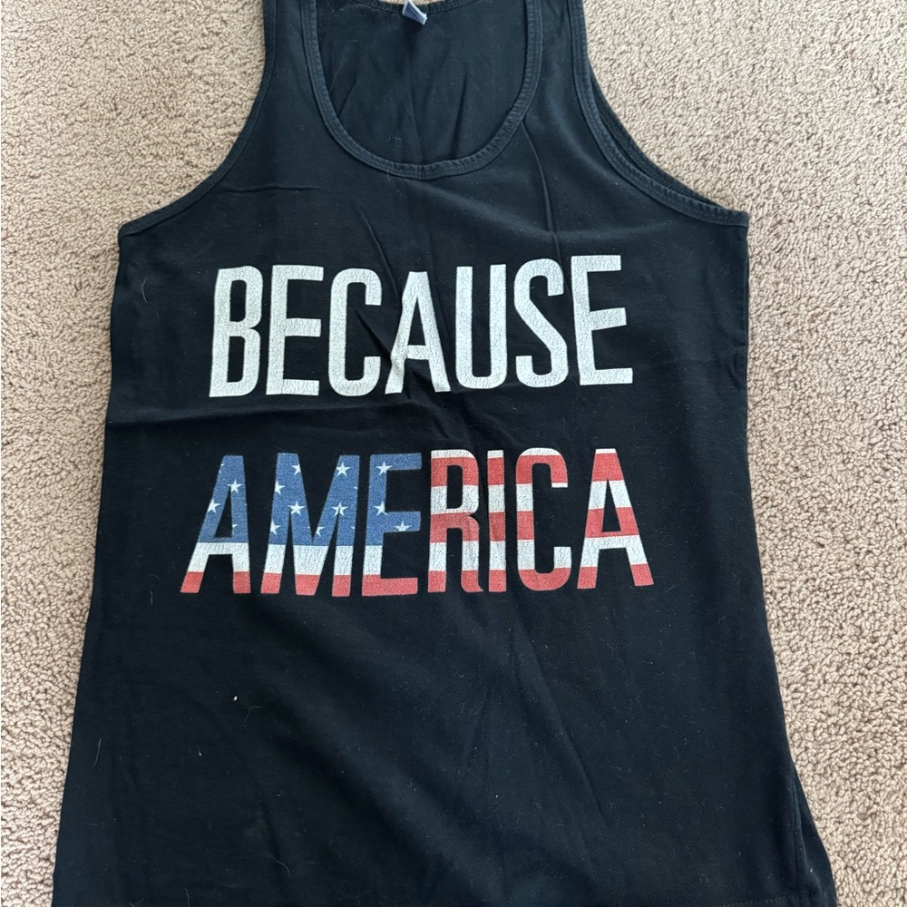 Black 'Because America' Tank Top